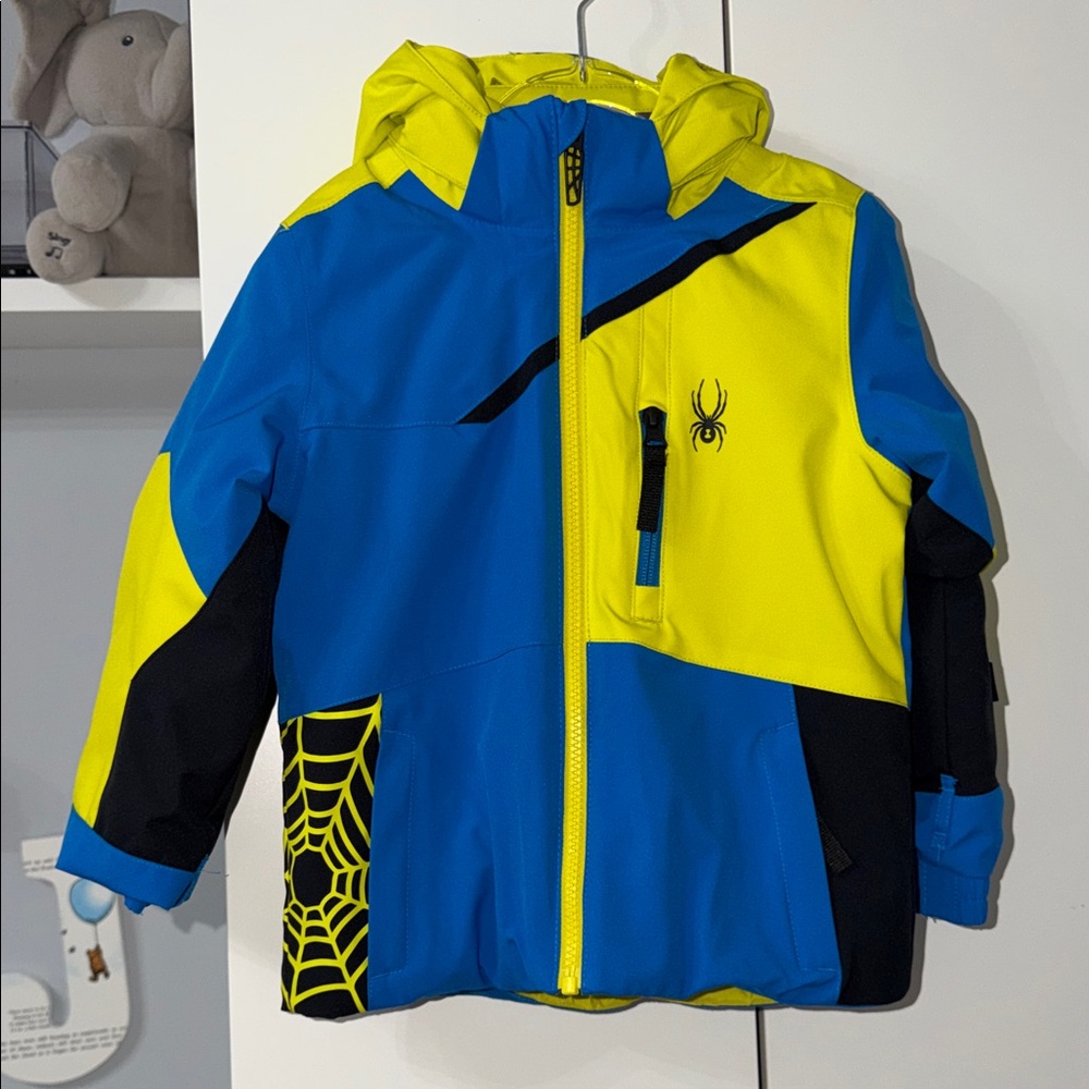 Spyder Kids Blue and Yellow Puffer Jacket